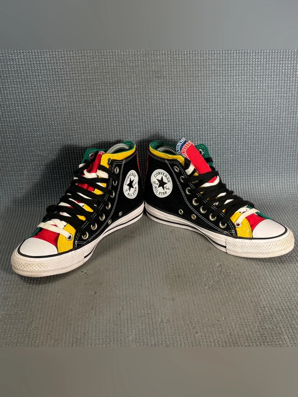Converse Chuck Taylor All Star Hi Double Upper Sneaker Black/Multi Women’s Sz 7 - Picture 4 of 9